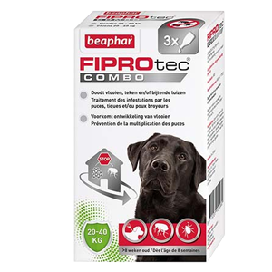 FiproTec Combo - Parasiittiset aineet - 268 mg - Suuret koirat - 20 - 40 kg - 3 pipettiä - BEAPHAR - Produits-veto.com