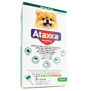 Ataxxa – Anti puces et tiques – 3 Pipettes – Chien – jusqu’à 4 kg – KRKA