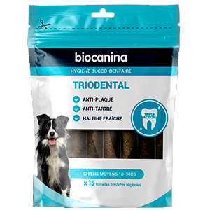Triodental - Hygiène bucco-dentaire - Grands chiens - 10 à 30 kg - 15 lamelles - BIOCANINA - Produits-veto.com