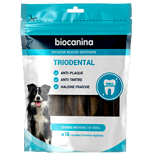 Triodental - Higiena jamy ustnej - Duże psy - 10 do 30 kg - 15 pasków - BIOCANINA - Produkty-veto.com