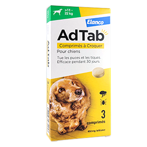 AdTab - Pulci e zecche - lotilaner compresse - 450 mg - Cane - da 11 a 22 kg - ELANCO - Products-veto.com