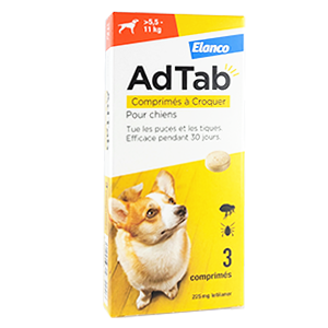 AdTab - Loppor och fästingar - lotilaner tabletter - 225 mg - Hund - 5,5 till 11 kg - ELANCO - Products-veto.com