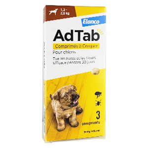 AdTab - Loppor och fästingar - lotilaner tabletter - 56 mg - Hund - 1,3 till 2,5 kg - ELANCO - Products-veto.com