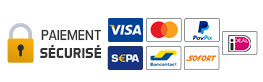 Paiements sécurisés. Carte bancaire, Paypal, Sepa, Bancontact, Sofort, iDeal