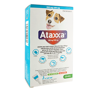 Ataxxa - Anti-lopper og flått - Middels hund - fra 4 til 10 kg - 3 pipetter - KRKA - Products-veto.com