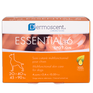 Essential 6 - Spot-on - 4 pipetas - 2,4 ml - Cuidado de la piel - Perro - 20 a 40 kg - DERMOSCENT - Products-veto.com