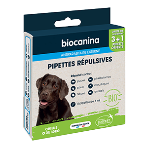 Pipettes - repellents - ORGANIC - External antiparasitics - Fleas - Dog - over 30 kg - Biocanina - Produits-veto.com