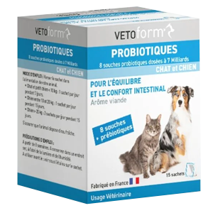 Probiotiques - équilibre et confort intestinal - 15 sachets - Chien et Chat - VETOFORM - Produits-veto.com