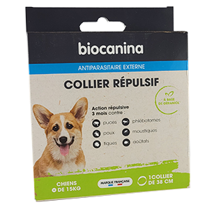 Collier répulsif - Antiparasitaire externe - Chien - moins de 15 kg - Collier 38 cm - BIOCANINA