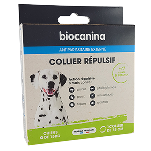 Collar repelente de plagas externo - Perro de más de 15 kg - 75 cm - Biocanina - Produits-veto.com