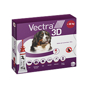 Vectra 3D - puces, tiques et insectes volants - Chien - XL + 40 Kg - 4 pipettes - CEVA