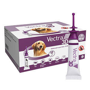 Vectra 3D - fleas, ticks and flying insects - Dog - L - 25 to 40 Kg - 12 pipettes - CEVA