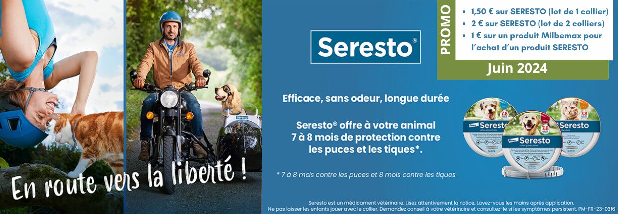 Bandeau principal pour présenter l'offre Seresto et Milbemax