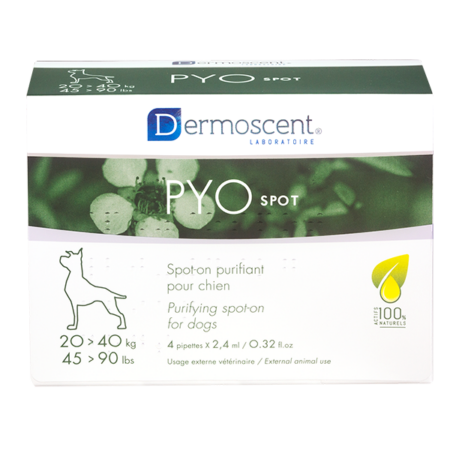 Pyospot - spot-on - Perros de 20 a 40 kg - Tratamiento purificante - 4 x 2,4 ml - DERMOSCENTE - Produits-veto.com