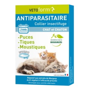 Collier Antiparasitaire insectifuge – Chat et chaton – 35 cm – VETOFORM