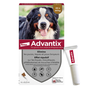 Advantix - Très Grand chien - de 40 kg à 60 kg - puces - 4 pipettes - ELANCO - Produits-veto.com