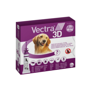 Vectra 3d - Puces, tiques et insectes - Chien - L - de 25 à 40 kg - 3 pipettes - CEVA - Produits-veto.com