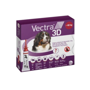 Vectra 3D – puces, tiques et insectes volants – Chien – XL + 40 Kg – 3 pipettes – CEVA