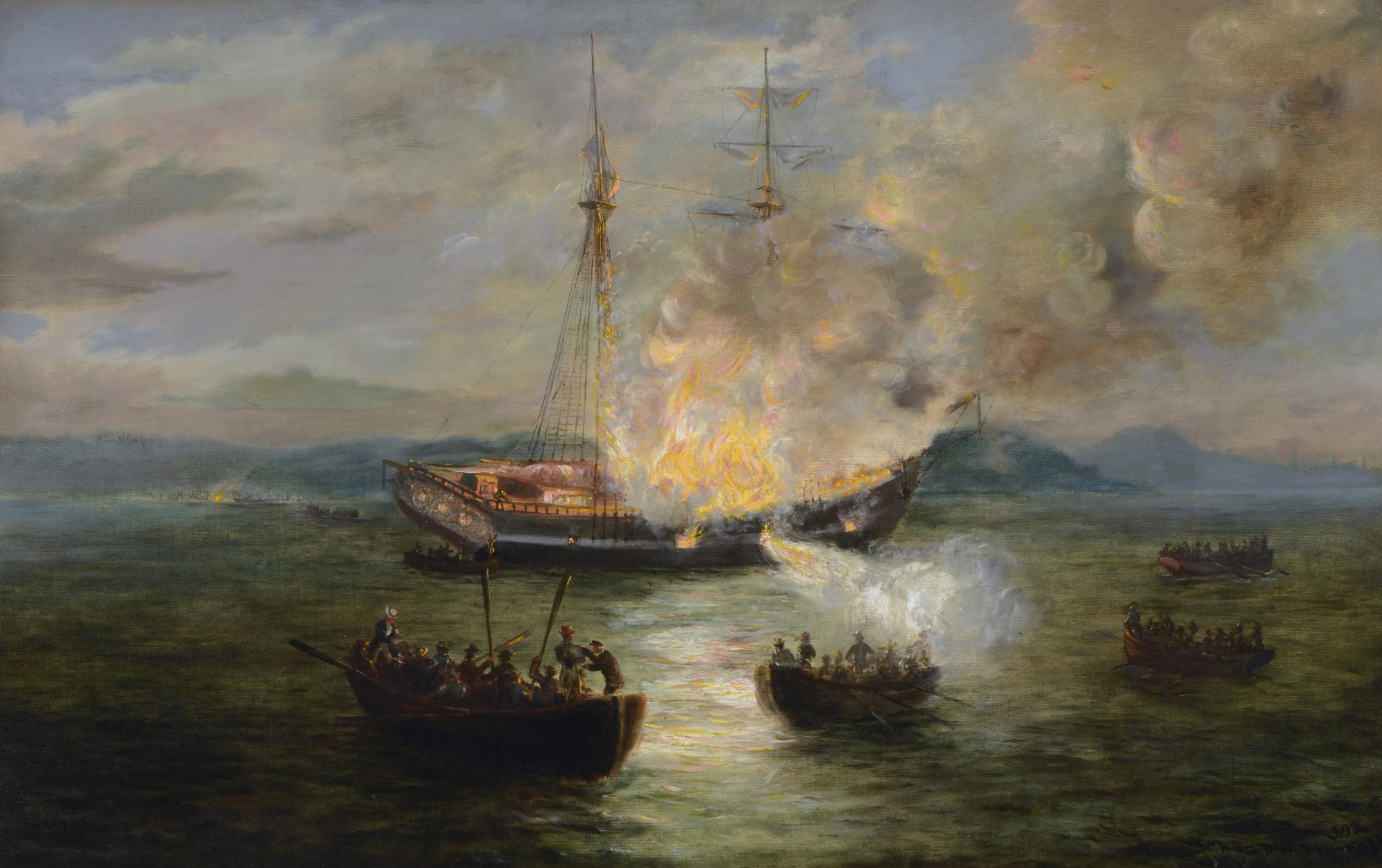 1892 painting depicting the burning of His Majesty's Ship the Gaspee in 1772