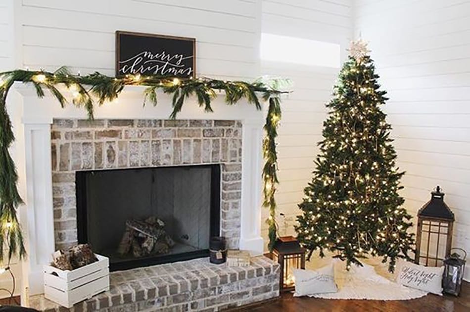 Christmas Décor Ideas For Your Face Brick Fireplace - SA Decor & Design