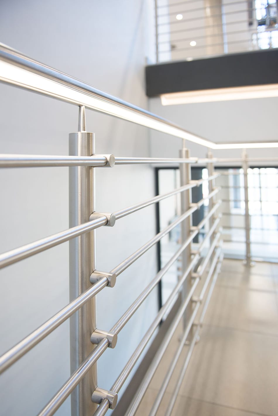 stainless steel balustrading with lighting in the handrail