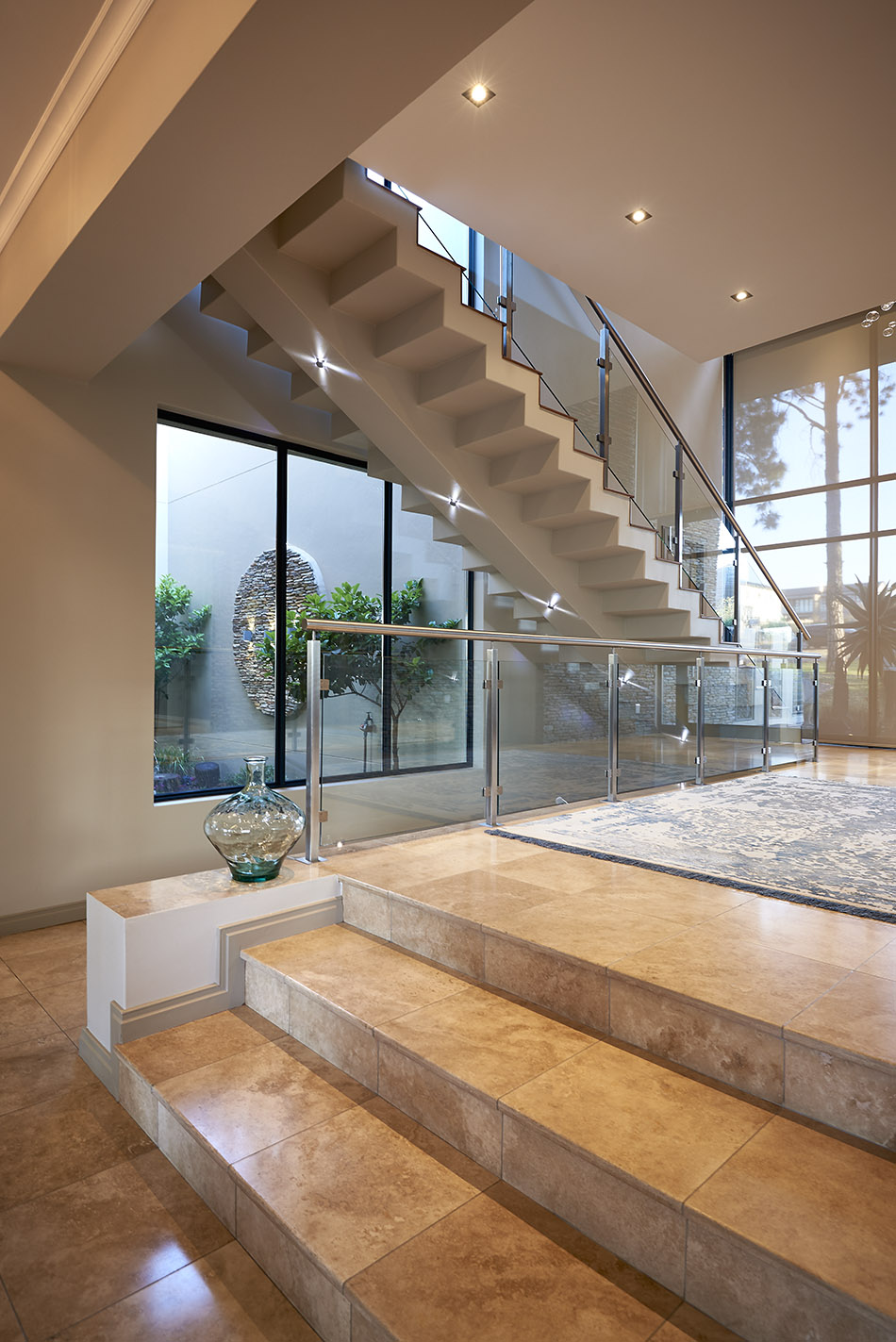 steel post and glass balustrade idea for modern home