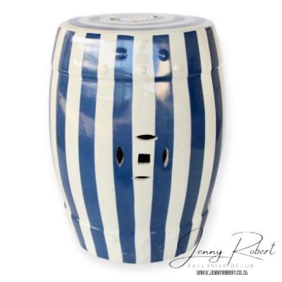 stool ceramic striped blue and white stool ceramic striped blue and white