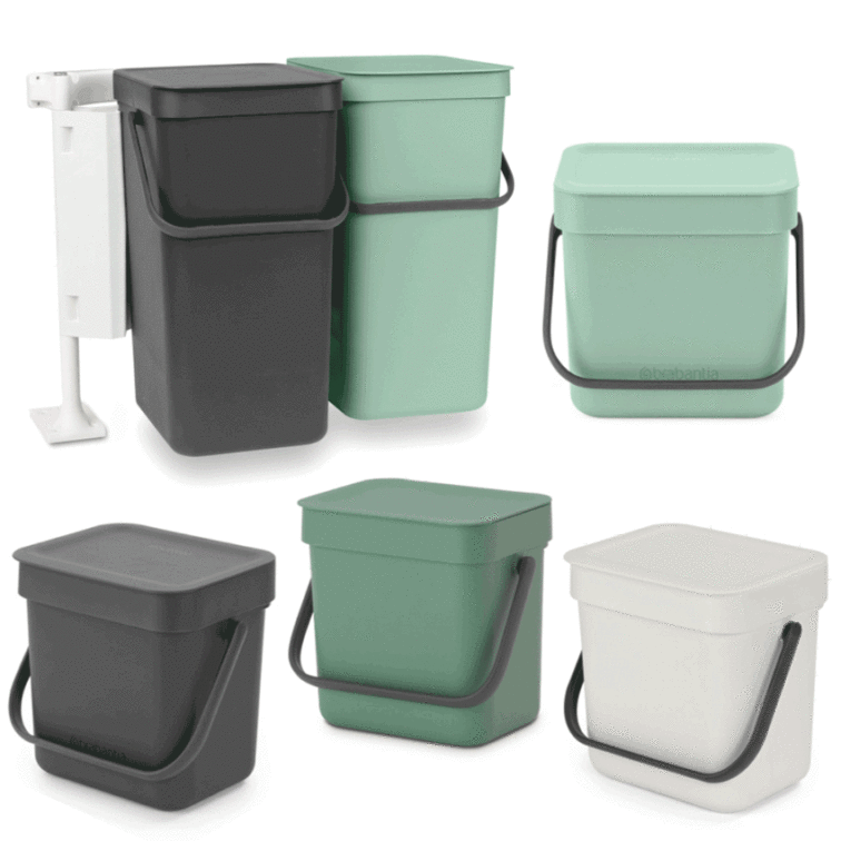 Brabantia Sort & Go Plastic Stackable Recycling Bin - Jade Green