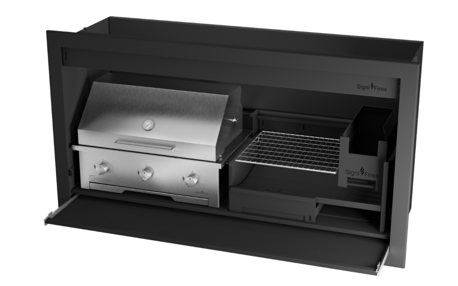 signifires-1600 combo-braai-with-black-body-and-black-wood-insert-and-stainless steel 770 griller