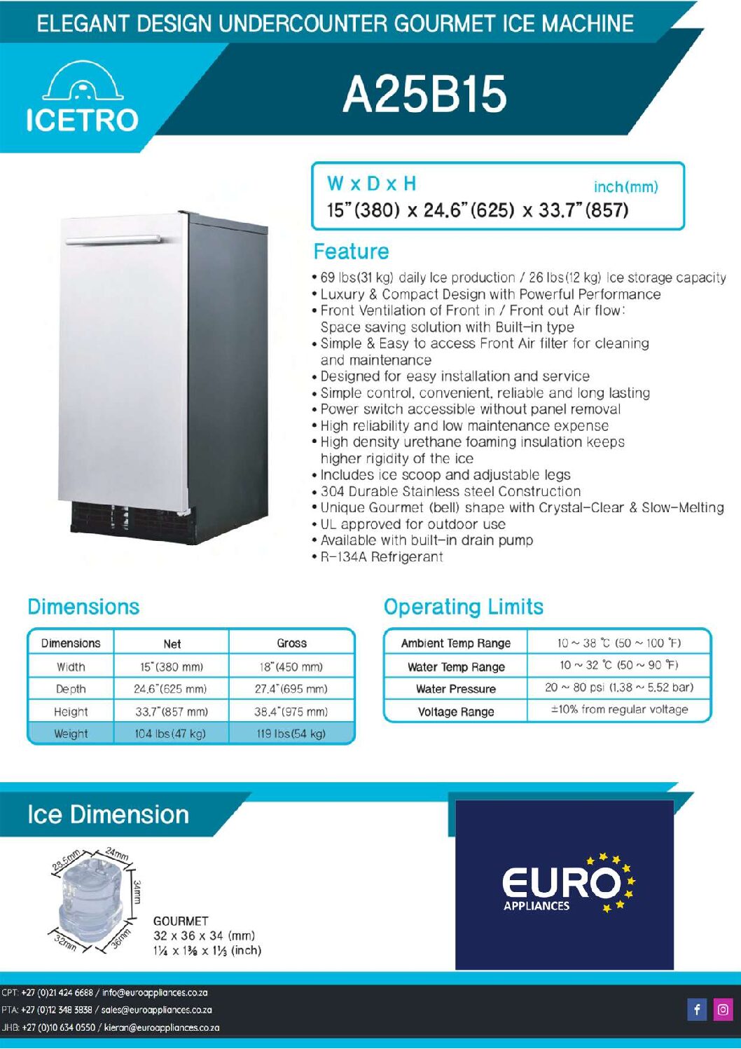 Euro Appliances  IceTro – Semi – Integrated Ice Maker