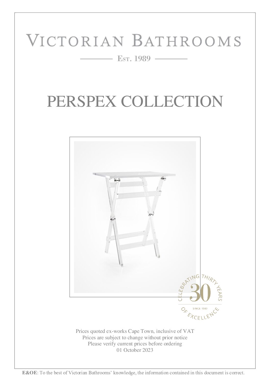 Victorian Bathrooms – Perspex Collection – Catalogue