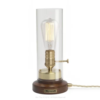 Walnut & Brass Bureau Table Lamp Walnut & Brass Bureau Table Lamp