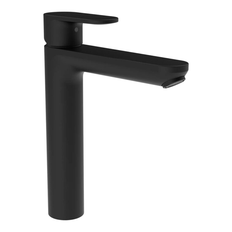 laufren-column-basin-mixer-projection-165mm-fixed-spout-eco-function-without-pop-waste-matt-black laufren-column-basin-mixer-projection-165mm-fixed-spout-eco-function-without-pop-waste-matt-black
