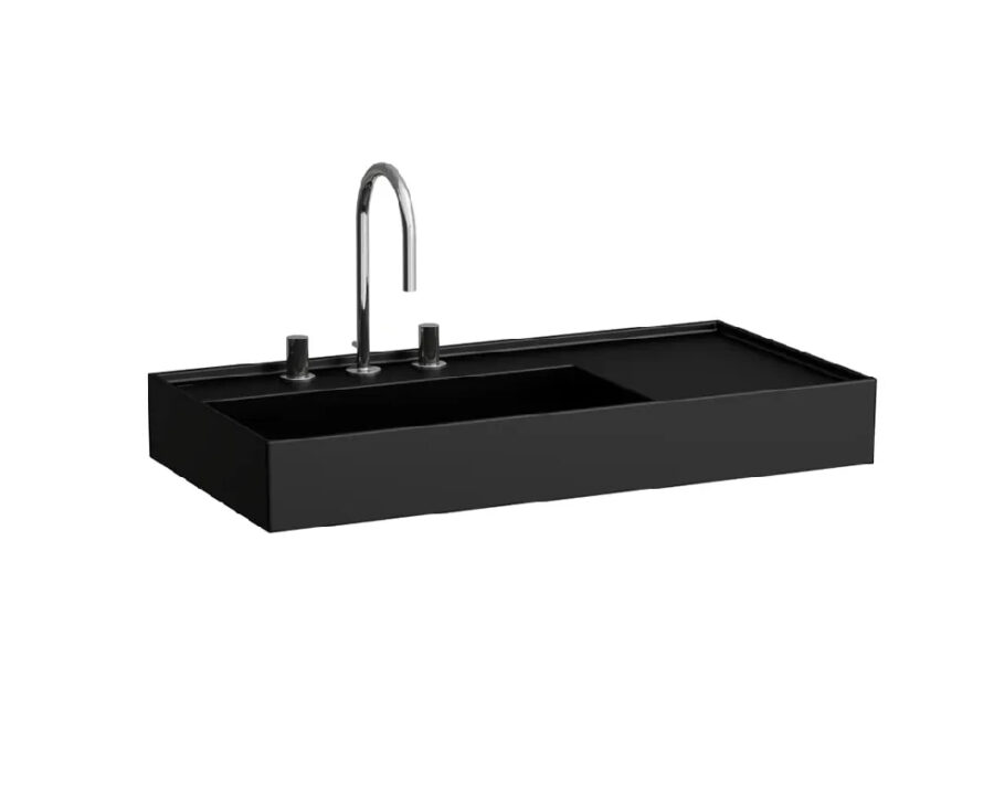 laufen-kartell-matt-black-basin-with-right-hand-shelf-900-x-460mm laufen-kartell-matt-black-basin-with-right-hand-shelf-900-x-460mm