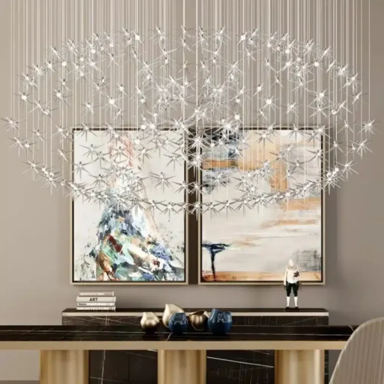 Chandelier with support in white or black lacquered or mirror glass