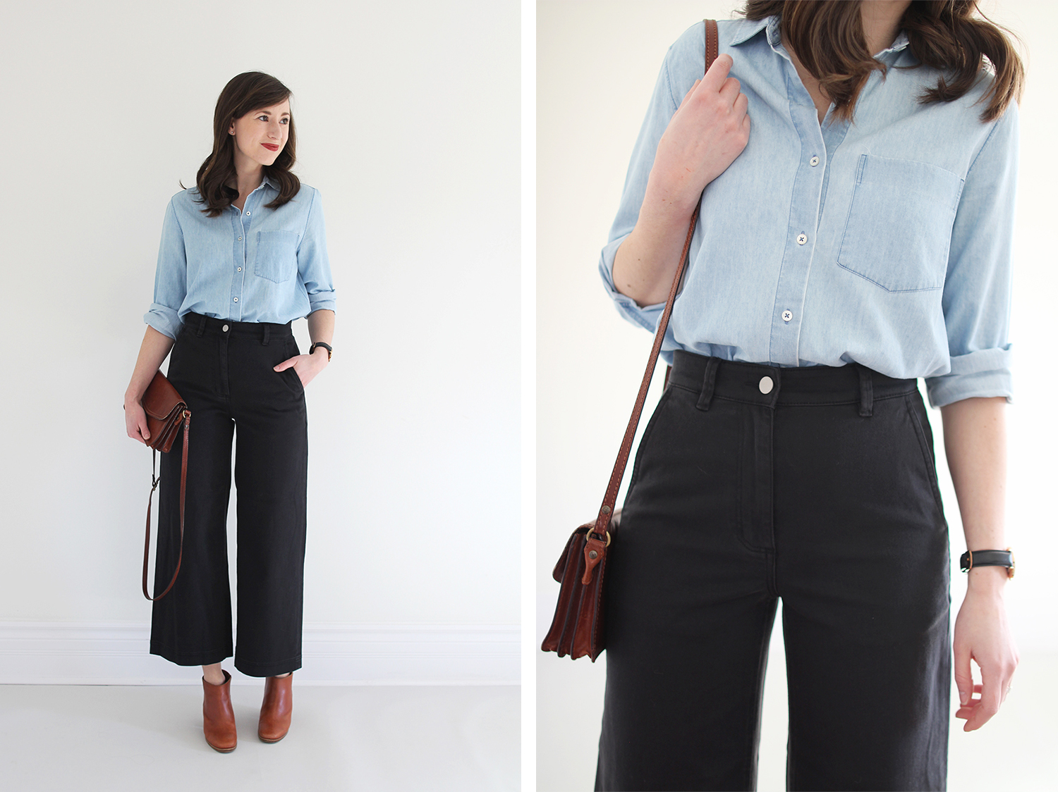 Wide-Leg Cropped Pants