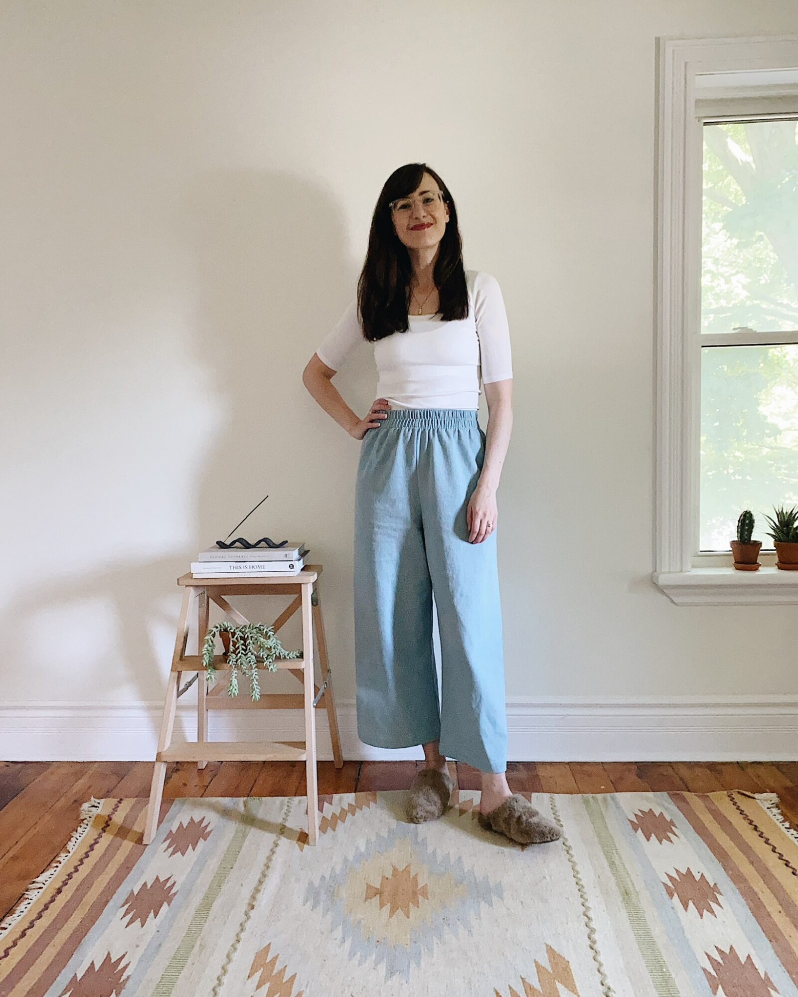 Linen Pants RILEY, Linen Crop Pants, Summer Linen Pants, Relaxed Linen Pants,  Pull on Linen Pants, Moss Green Linen Pants 