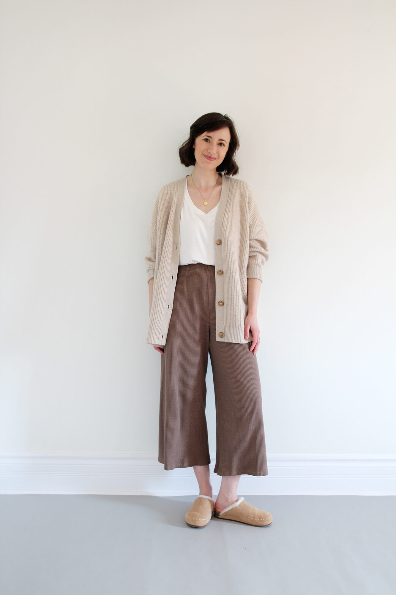 KNIT VEST, LONG SLEEVE, SILK PANTS AND SLIPPERS - Style Bee