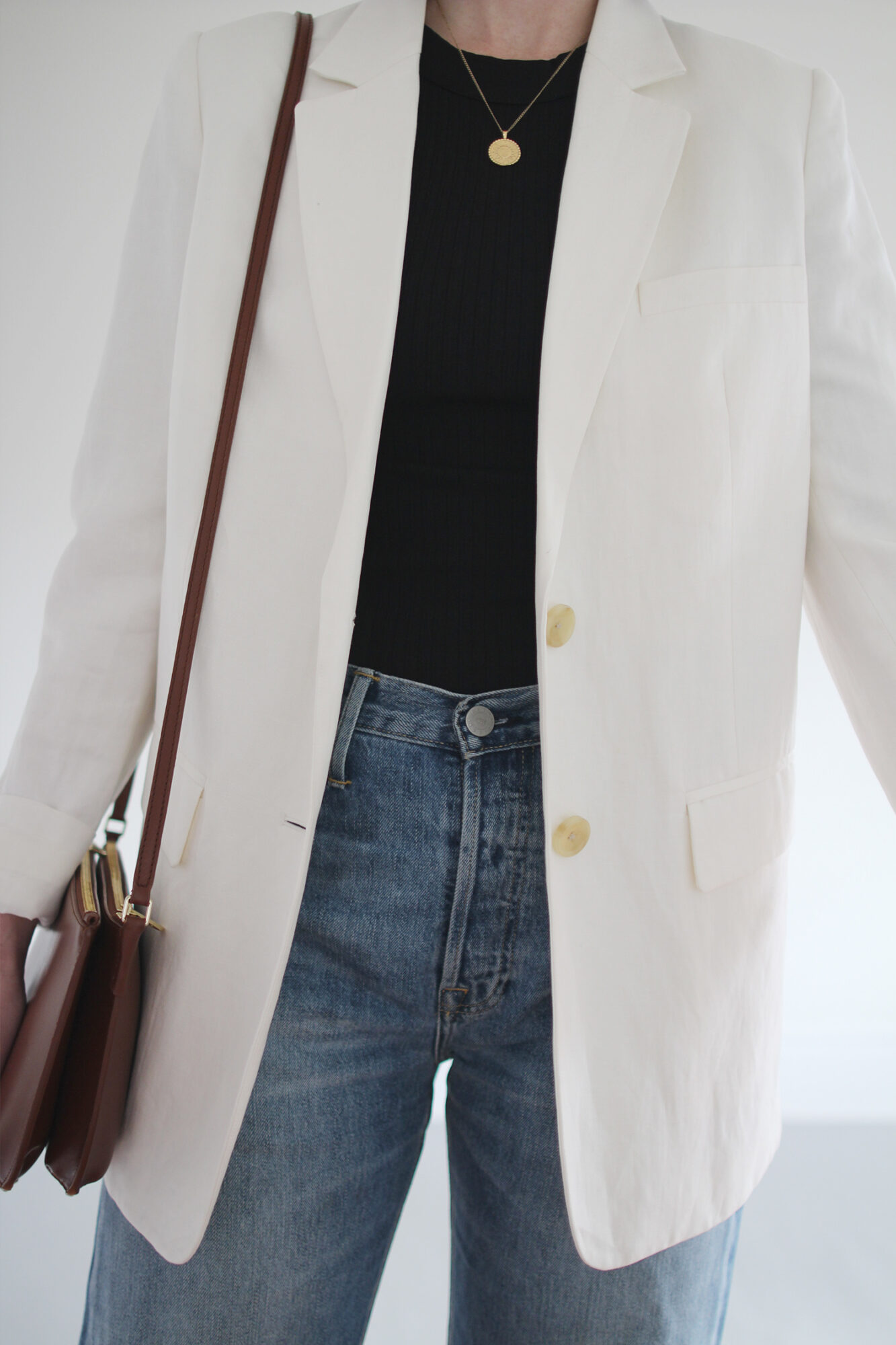 Style Bee - White Blazer Black Boots