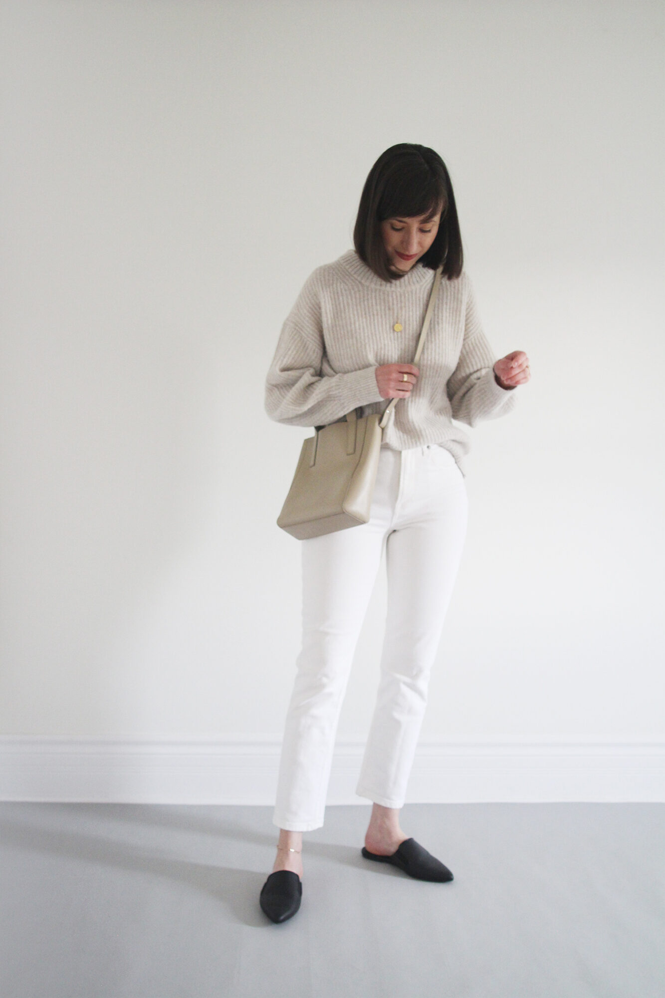 Style Bee - Light Knit & White Jeans