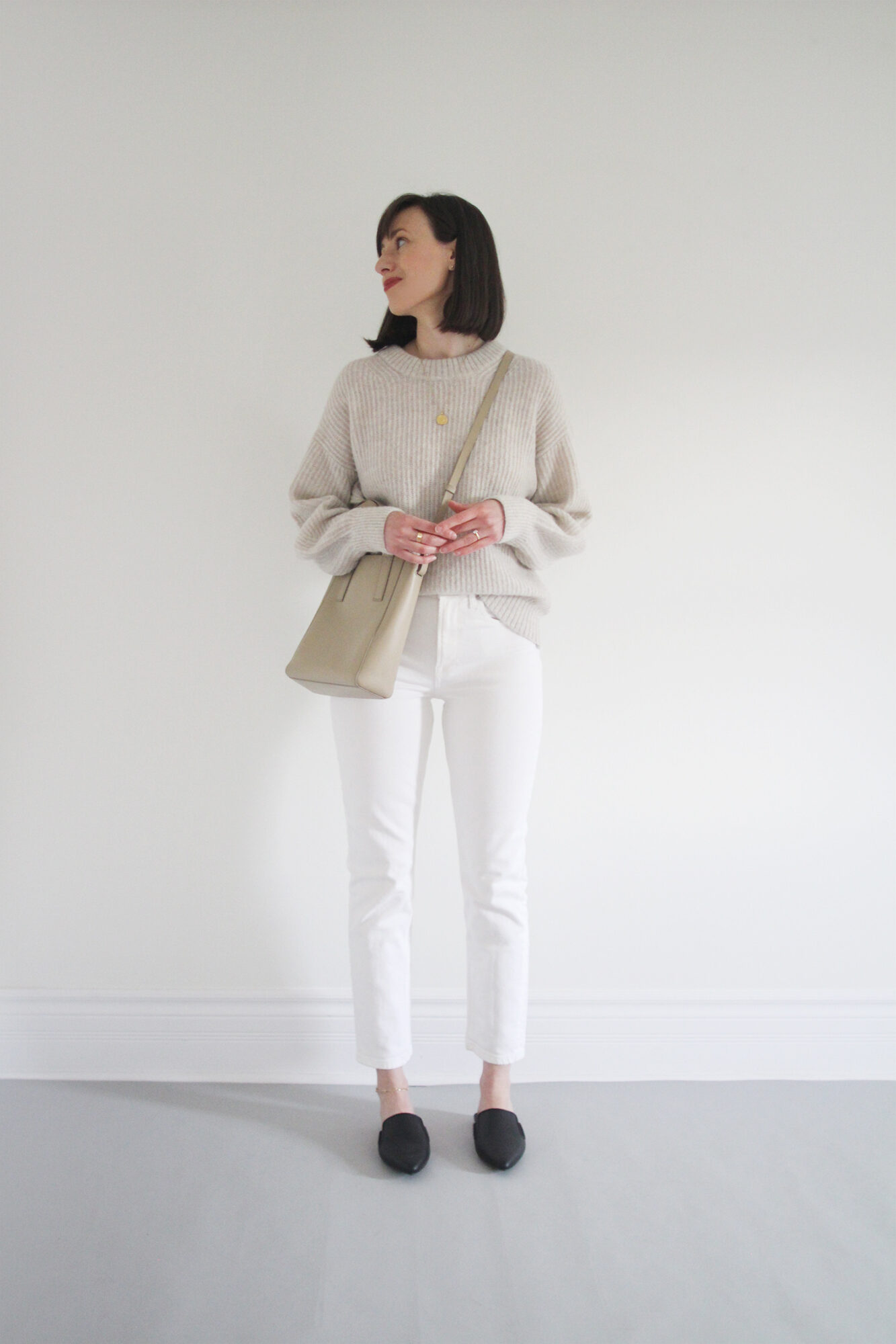 Style Bee - Light Knit & White Jeans