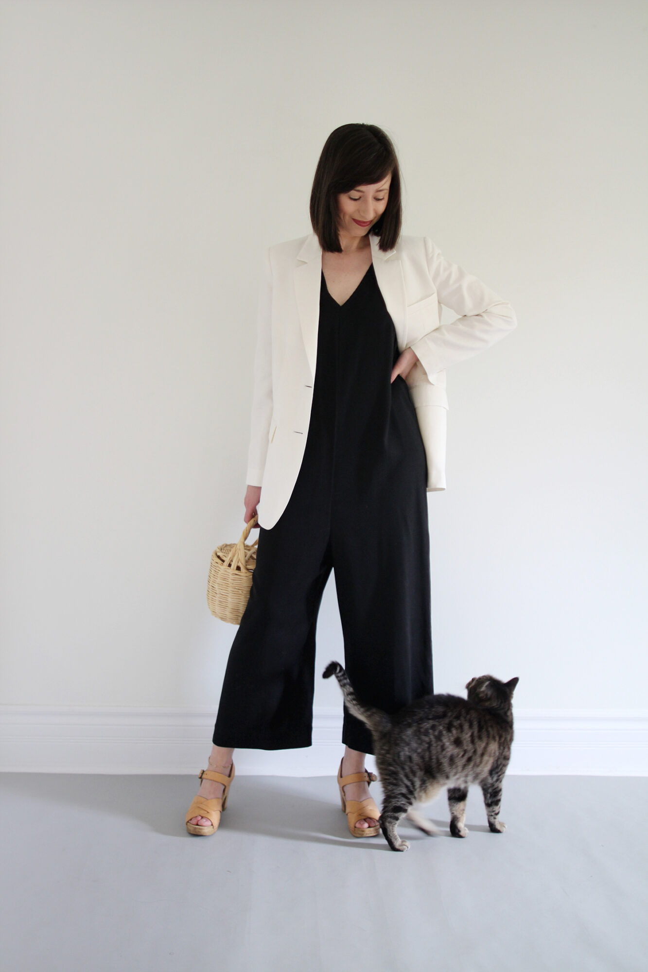 jumpsuit and blazer look