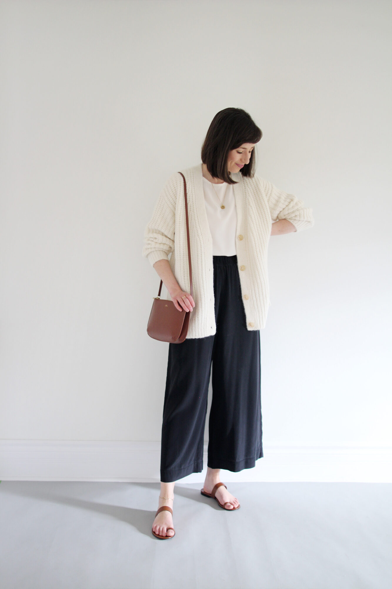 COCOON CARDIGAN, SILK PANTS AND SLIPPERS - Style Bee