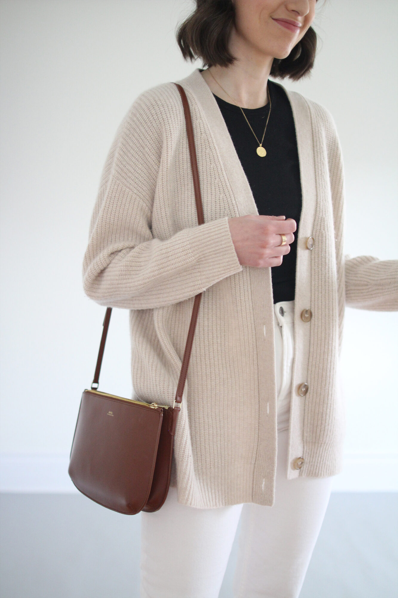 Style Bee - White Jeans and a Light Cardigan