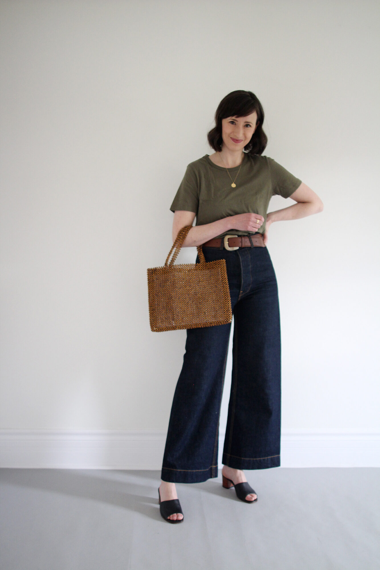 PAISLEY BLOUSE, SILK PANTS, BEADED BAG AND CROSS STRAP SANDAL