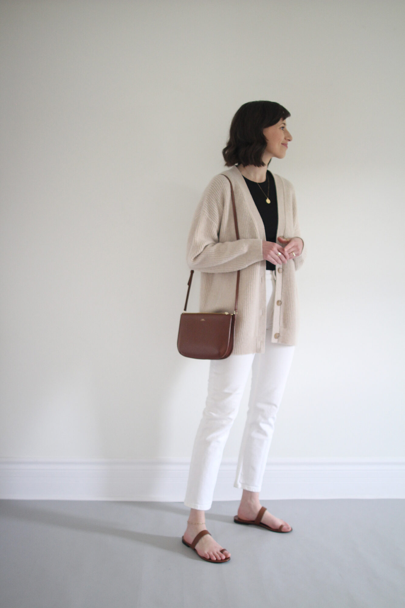 Style Bee - White Jeans and a Light Cardigan