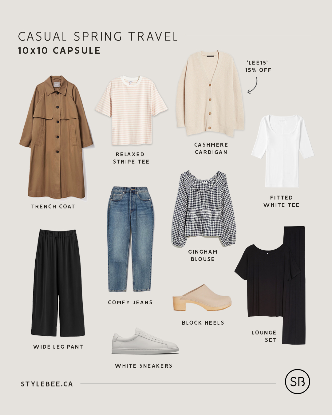 CASUAL SPRING TRAVEL 10x10 CAPSULE - 12 OUTFITS