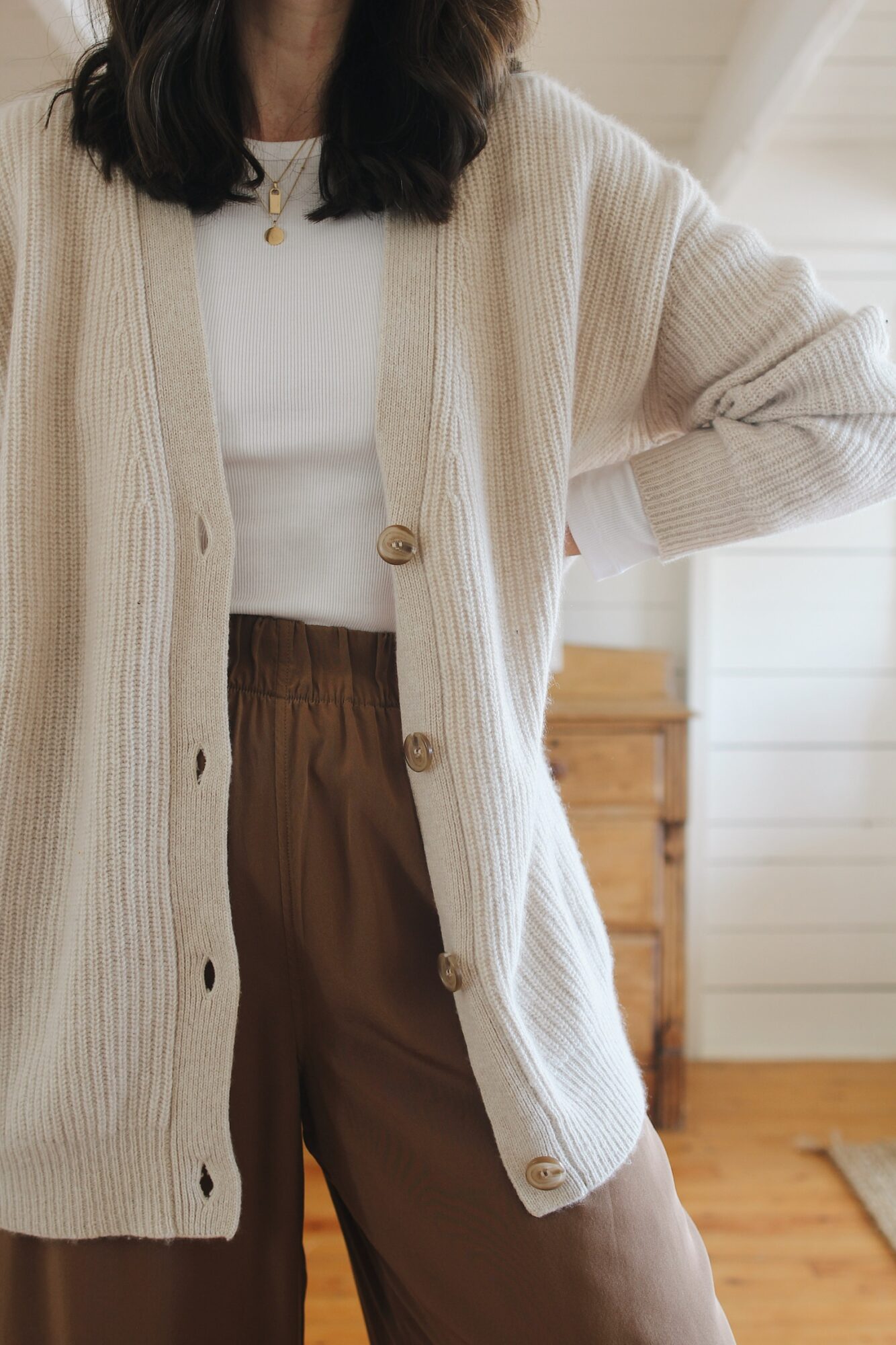 COCOON CARDIGAN, SILK PANTS AND SLIPPERS - Style Bee