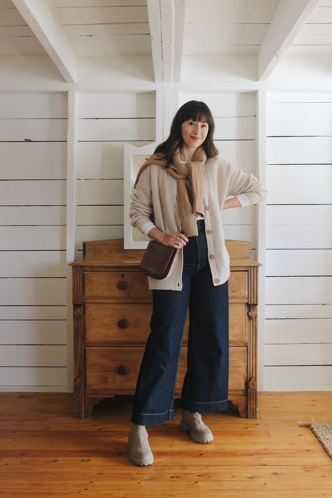 TWO SWEATERS AND WIDE LEG JEANS - Style Bee