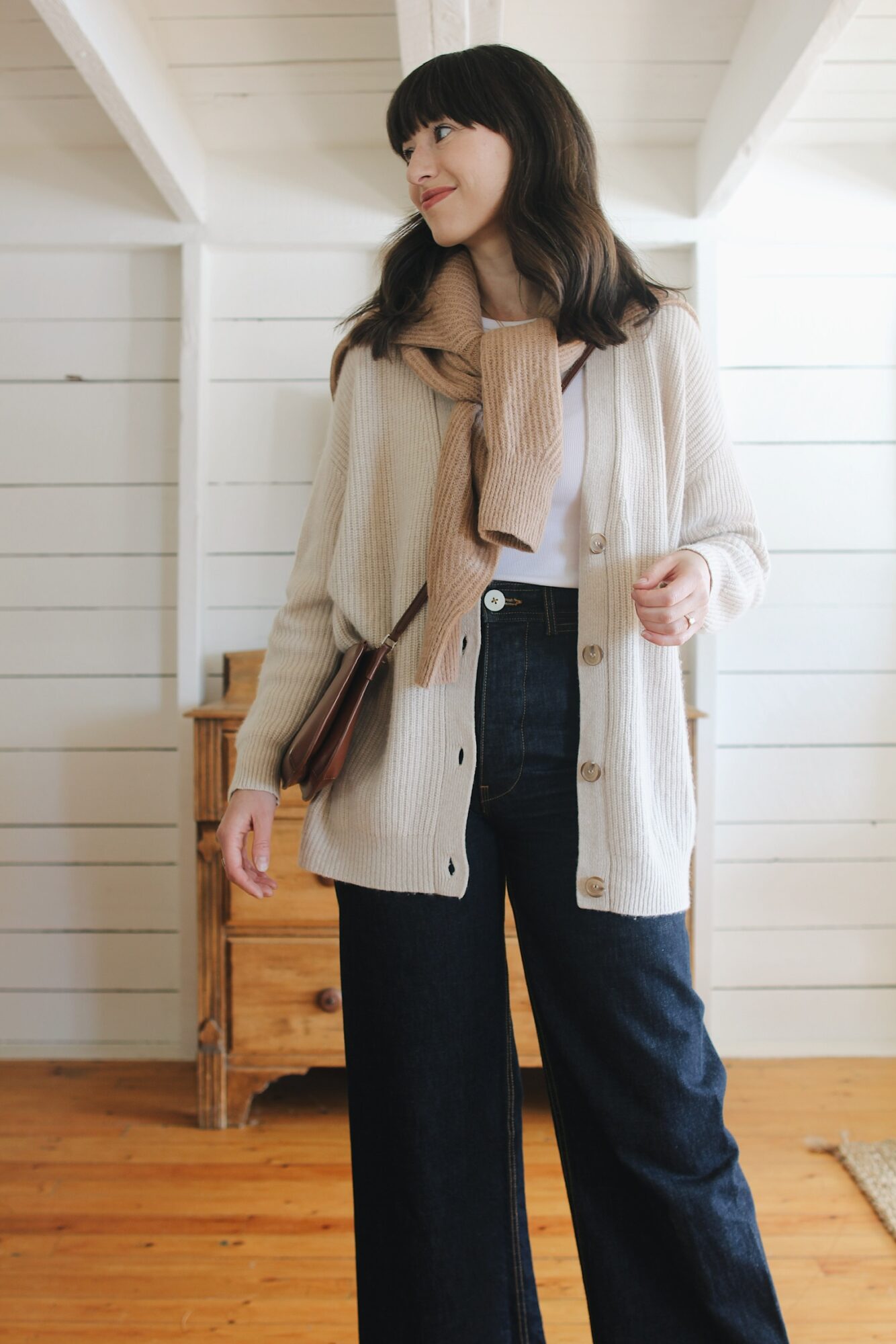 Flair Sleeve Cardigan  Oatmeal – Two Bees Cashmere